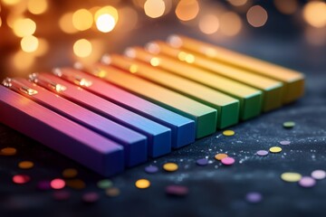 Poster - A modern xylophone app interface displayed on a tablet, with bright, responsive keys and a sleek design
