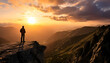 © Danny - dramatic mountain range at sunrise with hiker on top