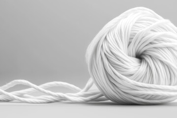 Poster - A simple icon of yarn unwinding in a clean spiral, rendered in monochrome with a soft shadow for depth