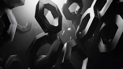 Aufkleber - Abstract grayscale image of floating hexagonal shapes.