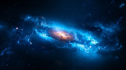 Wall Mural - abstract background of a beautiful glowing blue supernova galaxy in deep space. generative ai