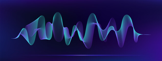 Wall Mural - Wave background, Glowing abstract sound wave pattern element, Digital music equalizer, Vector illustration