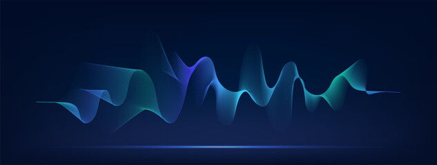 Wall Mural - Wave background, Glowing abstract sound wave pattern element, Digital music equalizer, Vector illustration
