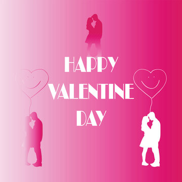 Happy Valentine's Day Couple silhouette card background