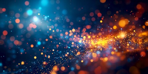 Poster - A vibrant digital artwork displaying a mix of colorful bokeh lights. The bright hues create a sense of motion and depth. Ideal for abstract backgrounds or modern designs. AI