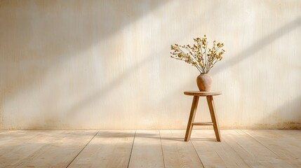 Aufkleber - Subtle lighting casts a warm nostalgic glow on a textured sepia toned backdrop showcasing a simple elegant vase decor in a minimalist vintage inspired setting