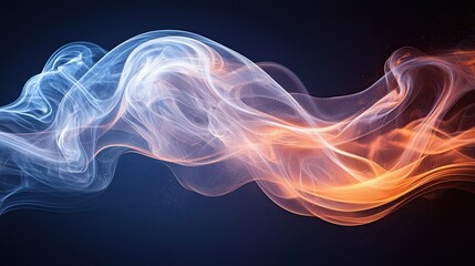 Poster - flowing patterns of smoke in shades of blue and orange create an abstract visual display in a dark b