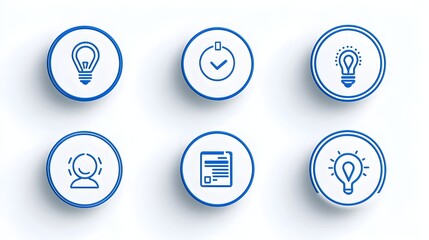 Poster - Streamlined collection of corporate outline icons focusing on business strategies company growth and organizational goals