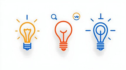 Poster - Minimalist outline icon collection designed to visually represent key elements of business strategy  company growth  and organizational goals