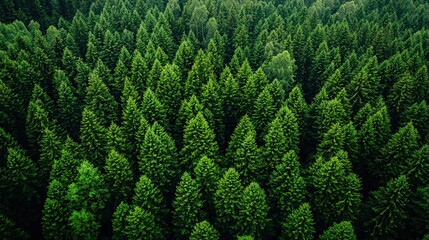 Wall Mural - lush green forest showcasing diverse pine trees in a mountainous region during summer