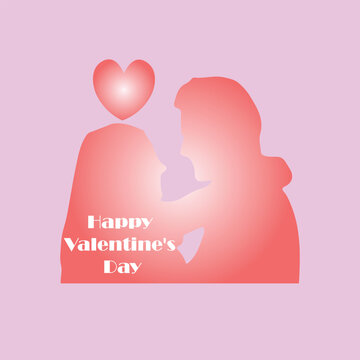 Happy Valentine's Day Couple silhouette card background