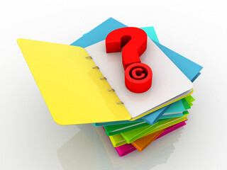 Poster - 3d rendering file folder with question symbol
