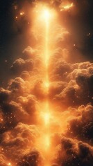 Wall Mural - A bright yellow line of clouds in the sky