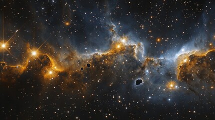 Aufkleber - A mesmerizing nebula floats in the vastness of space, showcasing rich hues of blue and orange