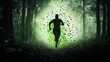 © Suparat - Athlete running through a glowing forest, health and oxygen, 3D illustration