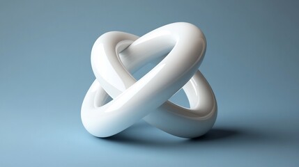 Poster - Abstract white interlocking rings on blue background.