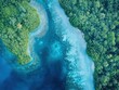 © uswatun - Aerial View of Lush Green Tropical Islands Bordering Crystal Blue Waters with Sandy Shores