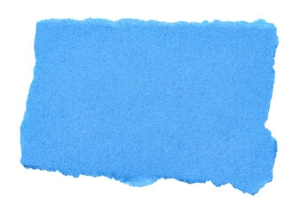 Poster - Isolated cut out torn piece of blank blue paper note cardboard with texture and copy space for text, transparent png background design element