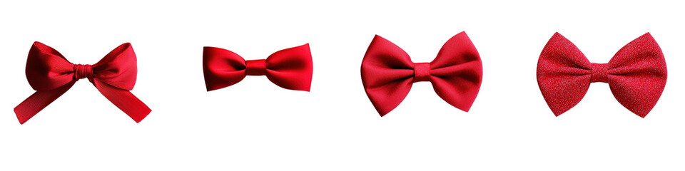 Poster - A row of red bows arranged neatly on a white background for decorative purposes isolated on a white background