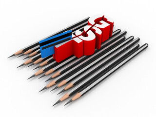 Poster - 3d rendering  credit or debit card swiping GST near pencil
