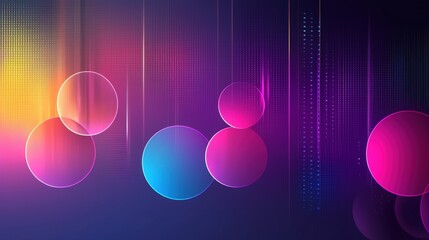 Aufkleber - Vibrant Glowing Circles Abstract Background with Dynamic Light Streaks and Futuristic Energy