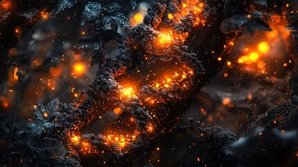 Poster - Fiery Embers and Dark Smoke: An Abstract Textured Landscape