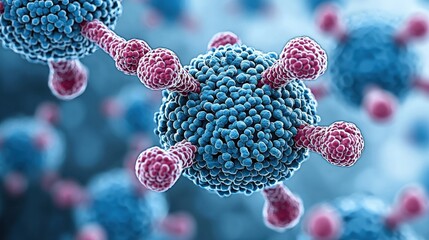 Poster - Microscopic Visualization of Interconnected Molecular Structures: A 3D Rendering of Complex Biological Forms