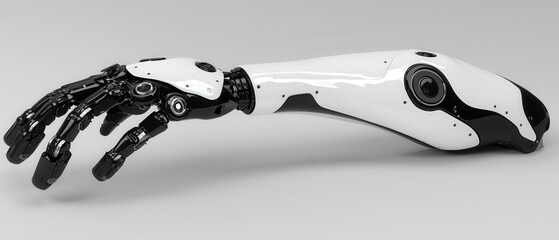 Poster - Sleek Robotic Arm Reaching Out: A Futuristic 3D Rendering