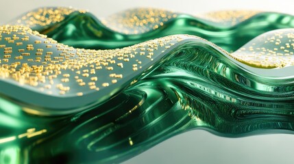 Poster - A conceptual graph in green and gold hues showing exponential growth, set on a glossy, reflective surface for a modern look.