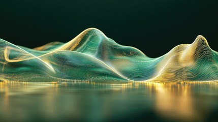 Poster - A conceptual graph in green and gold hues showing exponential growth, set on a glossy, reflective surface for a modern look.