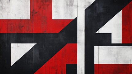 Poster - Abstract geometric patterns in bold red, black, and white, creating a striking and modern visual.