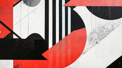 Poster - Abstract geometric patterns in bold red, black, and white, creating a striking and modern visual.