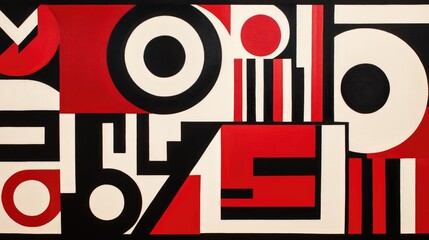 Poster - Abstract geometric patterns in bold red, black, and white, creating a striking and modern visual.