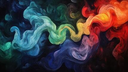 Poster - Abstract smoke texture in vibrant hues of red, blue, and green, swirling against a dark background.