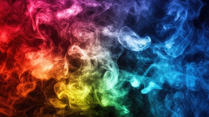 Poster - Abstract smoke texture in vibrant hues of red, blue, and green, swirling against a dark background.