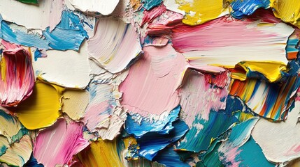 Poster - Abstract texture of vibrant multicolored brushstrokes on a canvas, with dynamic and energetic patterns.