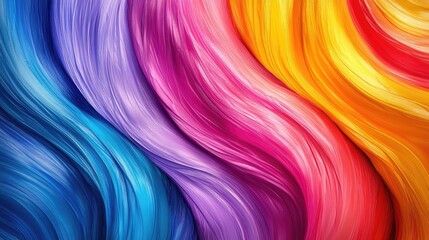 Poster - Abstract texture of vibrant multicolored brushstrokes on a canvas, with dynamic and energetic patterns.