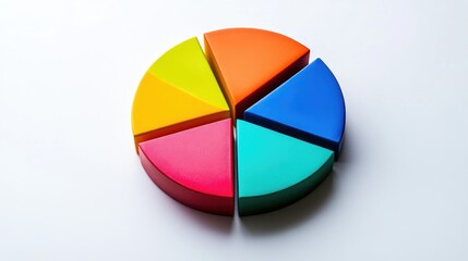 Poster - An abstract representation of a profitable pie chart with vibrant sections, placed on a minimalist white background.