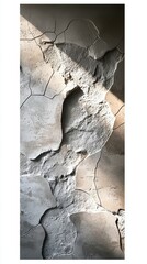 Poster - Soft shadows dance across a beautifully textured plaster wall, highlighting its unique cracks and patterns. The gentle interplay of light adds depth and character to the serene environment