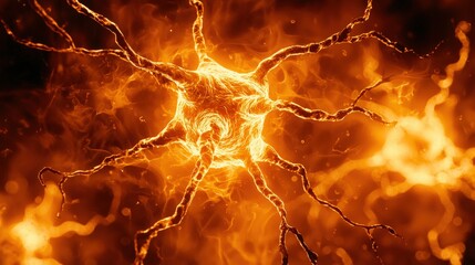 Aufkleber - Intense Energy of a Neuron Firing: An Artistic Microscopic View