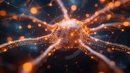 Aufkleber - Luminous Neural Network: A Microscopic Exploration of the Brain's Complex Interconnections