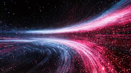 Poster - Dynamic Swirling Vortex of Red and Blue Light Particles in Dark Space