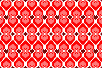 Cross Stitch pattern with Floral Designs. Traditional cross stitch needlework. Geometric Ethnic pattern, Embroidery, Textile ornamentation, fabric, Hand stitched pattern, Cultural stitching pixel art.
