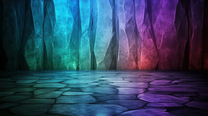Poster - Stunning 3D Crystal Cave Background with Jagged Walls and Translucent Colors