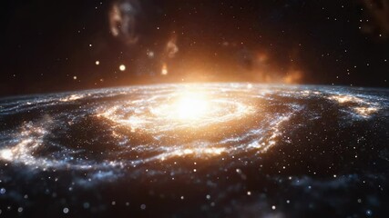 Wall Mural - Witness a mesmerizing celestial phenomenon showcasing a magnificent galaxy. Swirling stardust and vibrant colors illuminate the dark void, revealing the beauty of the universe's expanse.