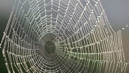 Dewy spiderweb glistening in morning light nature intricate structure