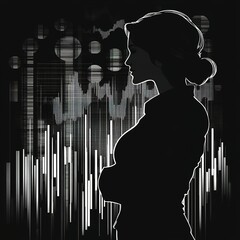 Poster - A woman is standing in front of a wall of lines