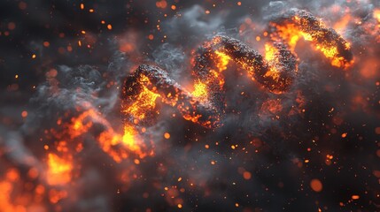 Poster - Fiery Abstract Forms in a Smoky Dark Background