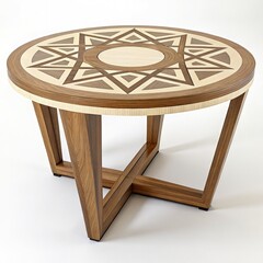 Sticker - Geometric Design of a Small Coffee Table With Unique Patterns. Generative AI