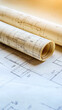 © StephanK - High-Detail Close-Up Of Architectural Blueprints, Highlighting Precise Linework And Annotations, Building Concept, Precise Drawing.